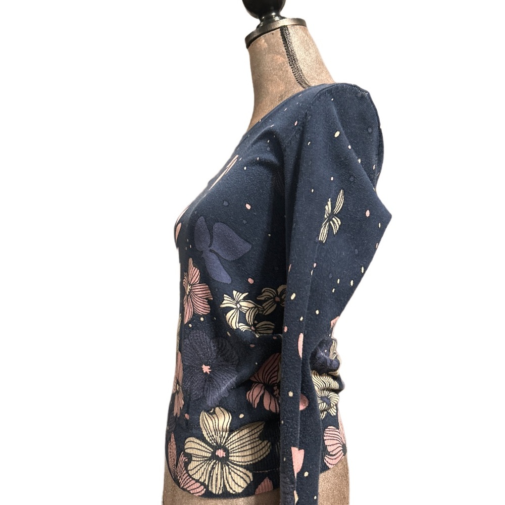 Brooklyn Industries Blue Floral Long Sleeve Sweater - Picture 2 of 7